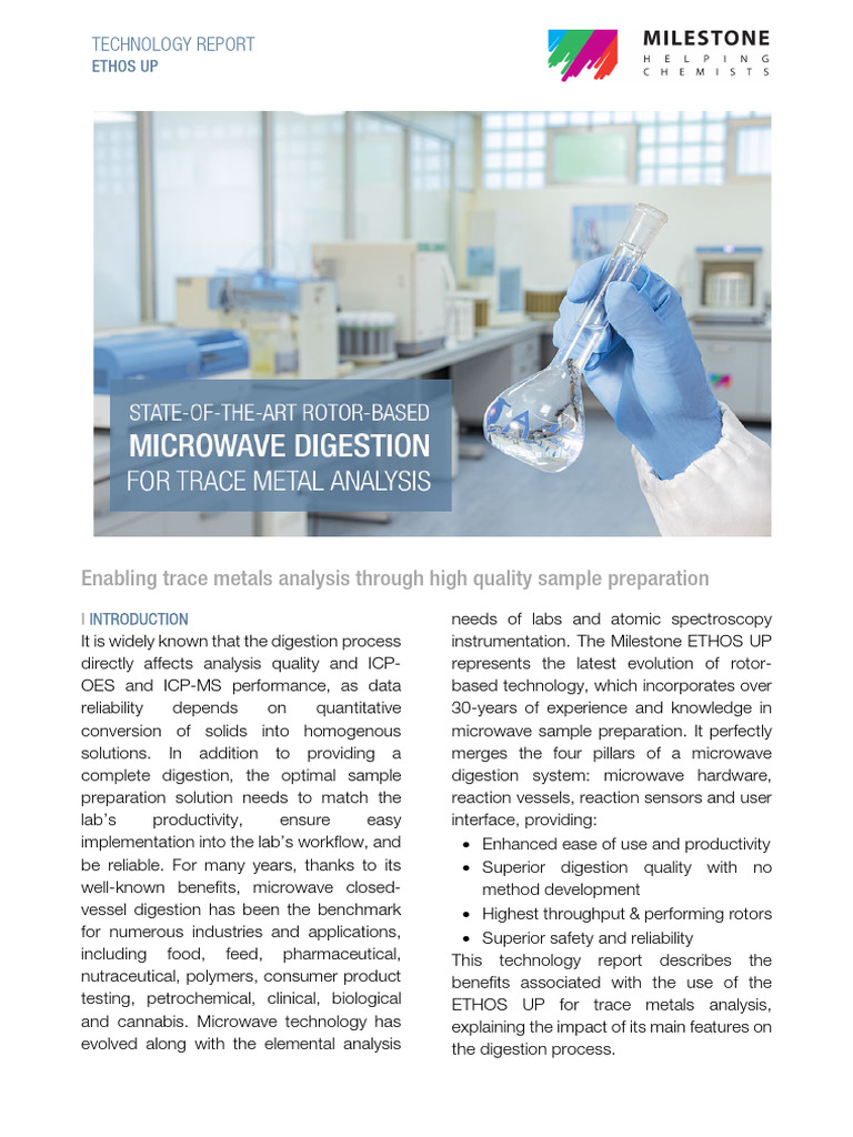 Technology Report - Rotor-Based Microwave Digestion - ETHOS UP | PDF ...