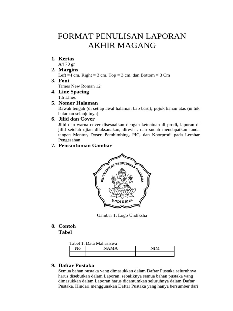 Format Laporan Magang Terperinci | PDF