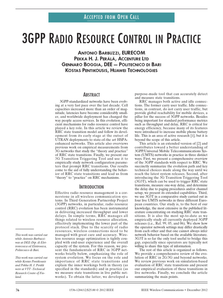 RRC Evolution in 3GPP Networks Explained | PDF | High Speed Packet ...