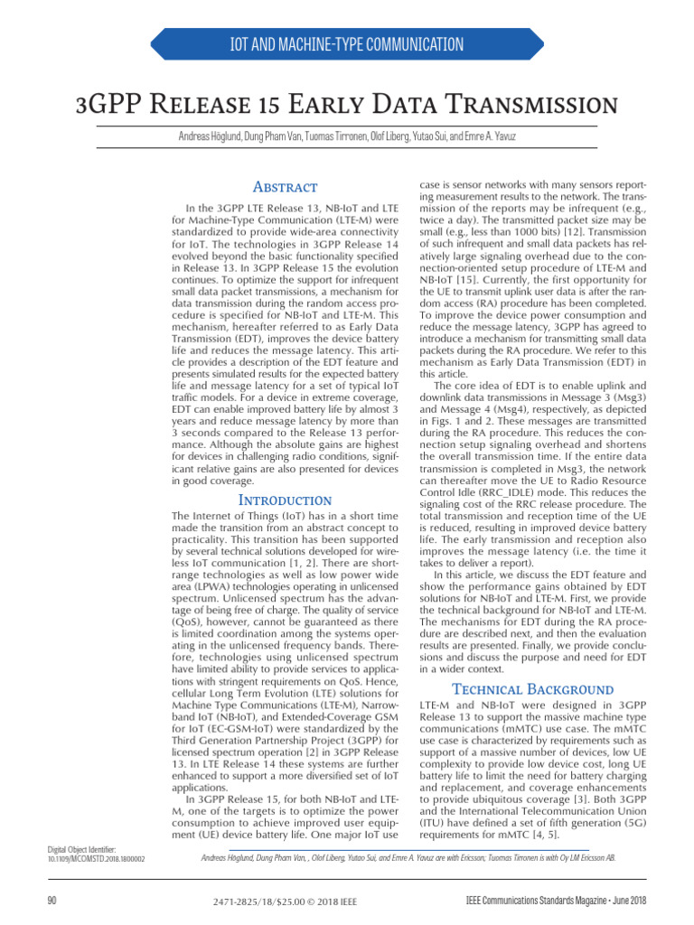 3gpp release 15 early data transmission pdf lte telecommunication