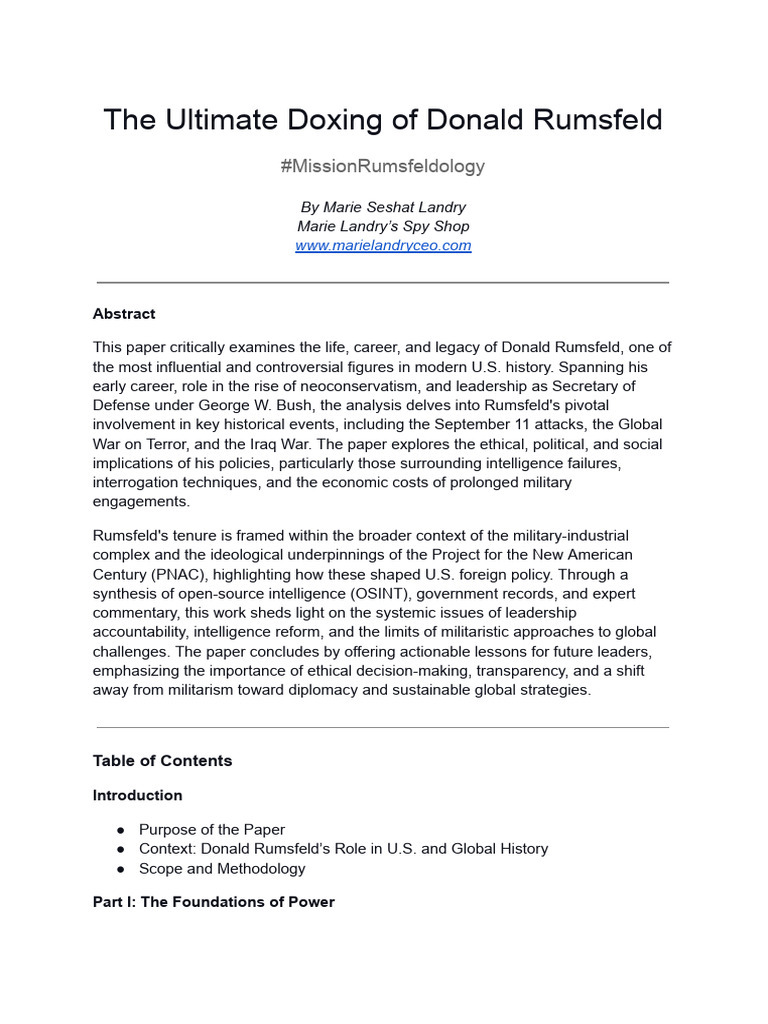 The Ultimate Doxing of Donald Rumsfeld | PDF | Donald Rumsfeld ...