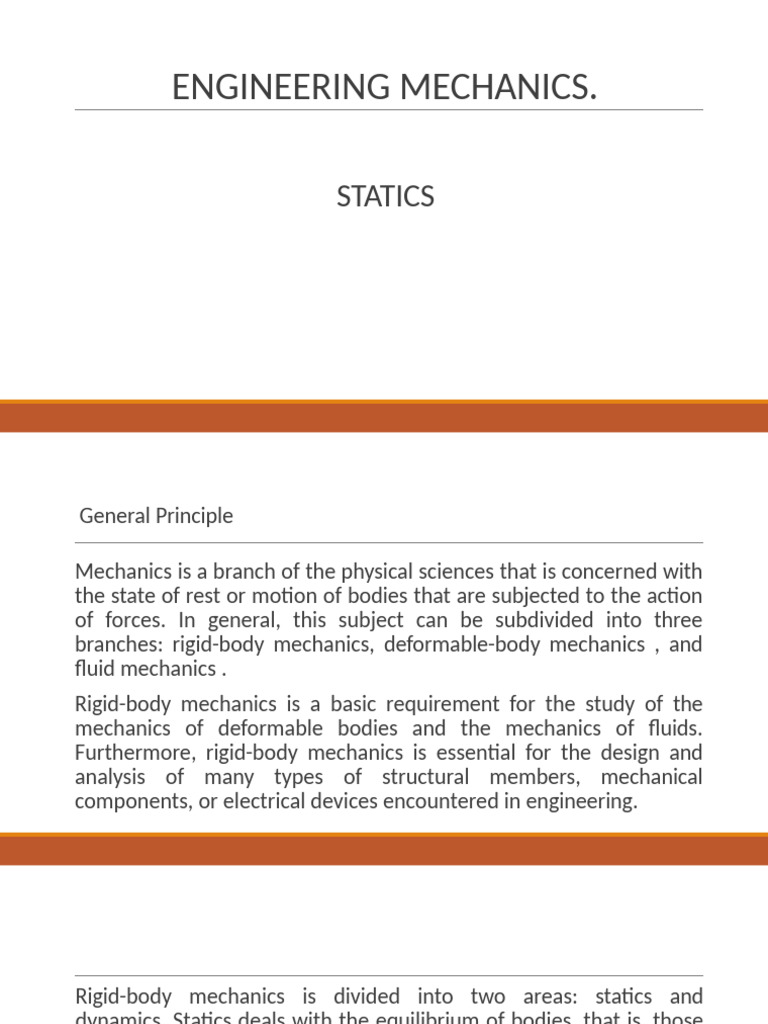 Engineering Mechanics: Statics Overview | PDF | Force | Mechanics