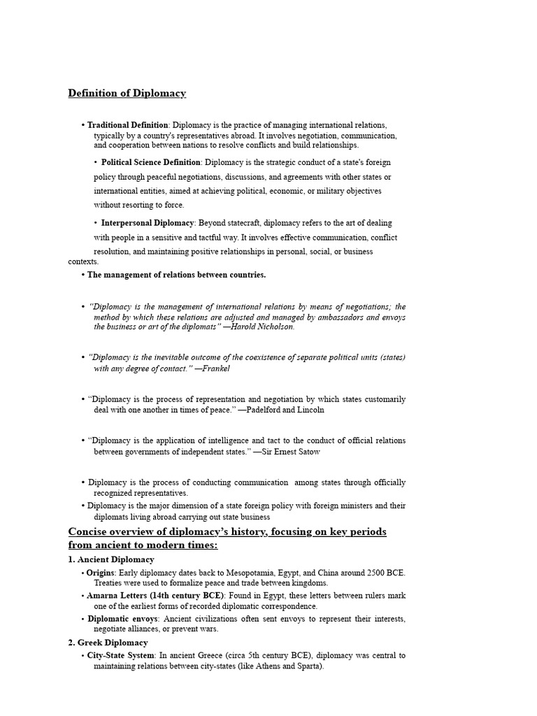 Evolution and Definition of Diplomacy | PDF | Diplomacy | Multilateralism