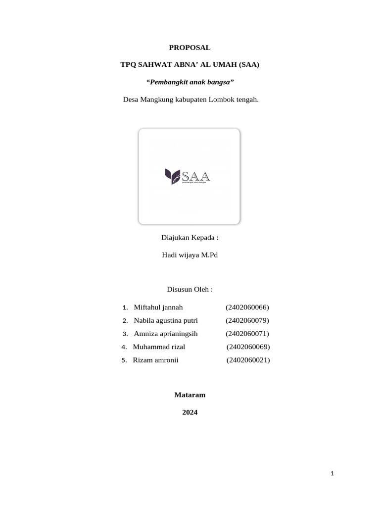 Proposal Bimbel LB | PDF