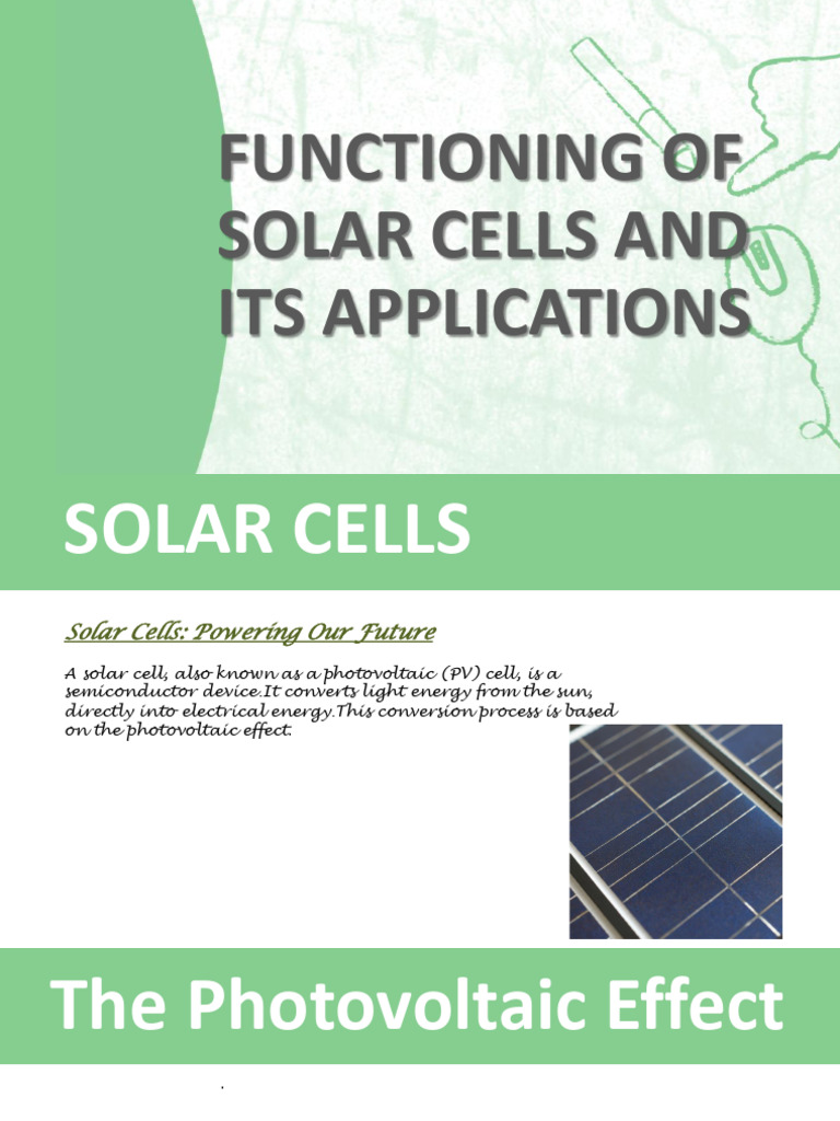 Solar Cells: Function and Applications | PDF | Solar Cell | Photovoltaics