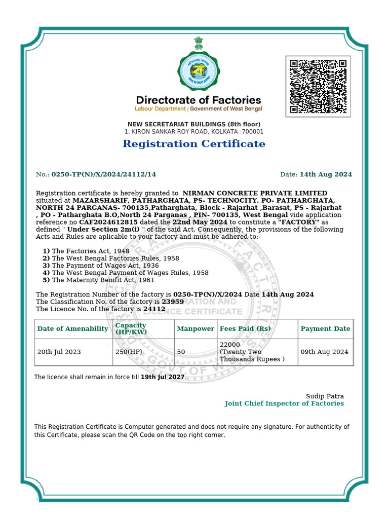 Registration Certificate - Registration - Certificate - CAF2024612815 | PDF