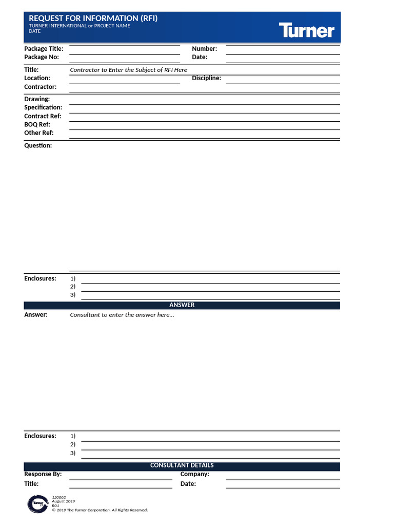 Construction RFI Template Sample | PDF