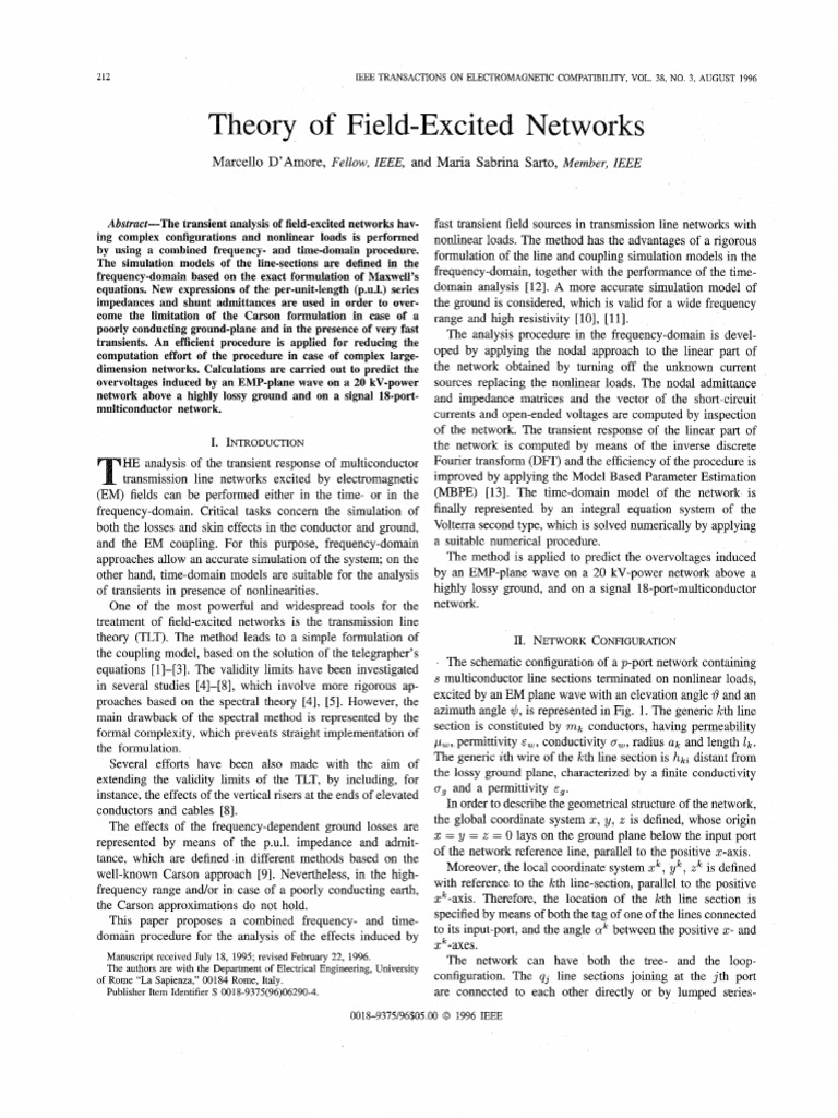 Theory of Field-Excited Networks | PDF | Transmission Line | Nonlinear ...