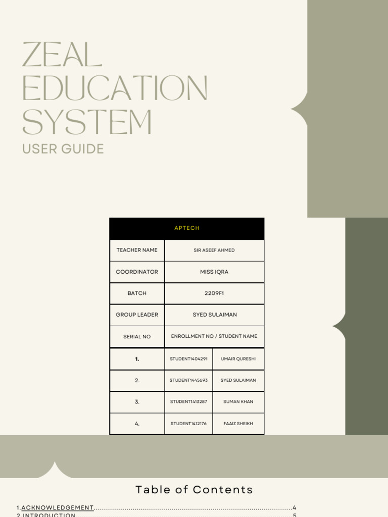 ZEAL EDUCATION SYSTEM USER GUIDE (3) | PDF | Learning | Creativity