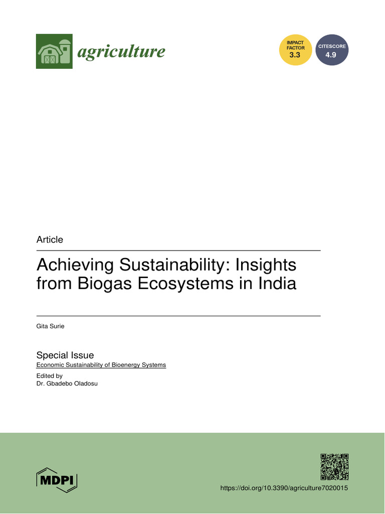 Achieving Sustainability Insights From Biogas Ecosystems in India | PDF ...