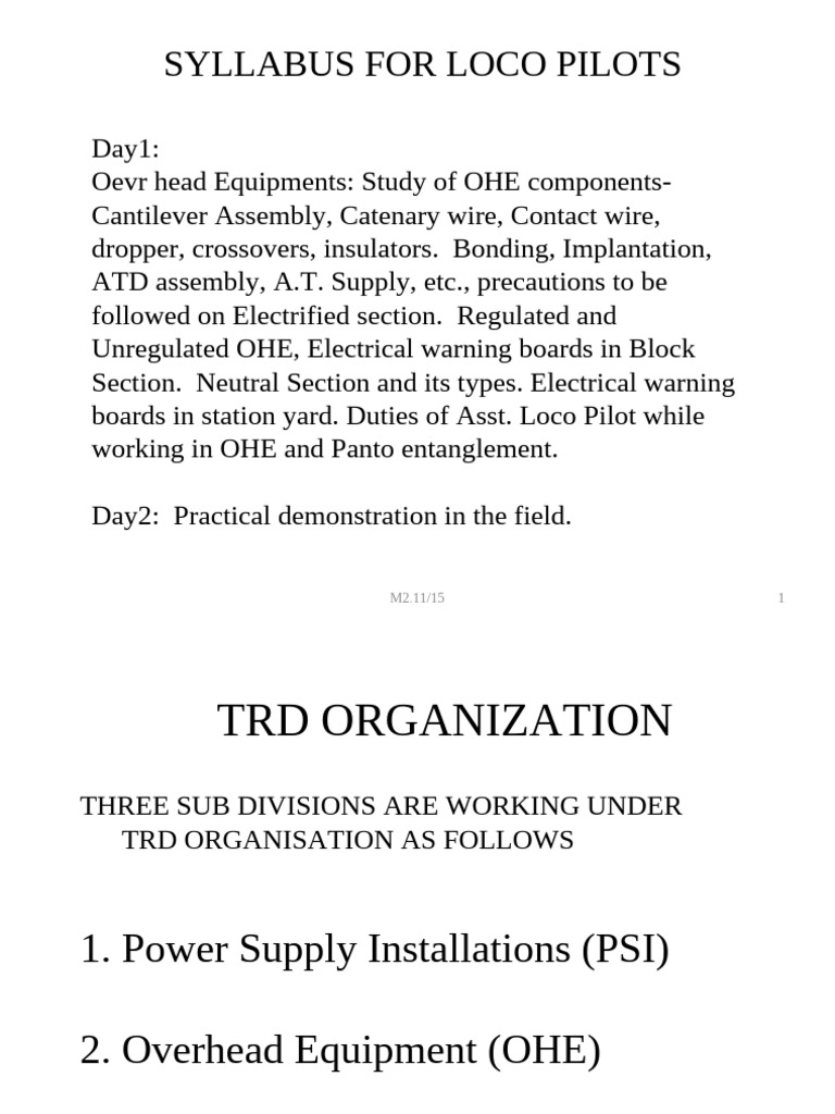 OHE For Loco Pilots | PDF | Electric Power | Rail Transport