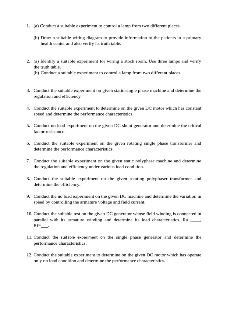 Electrical Experiments Guide | PDF