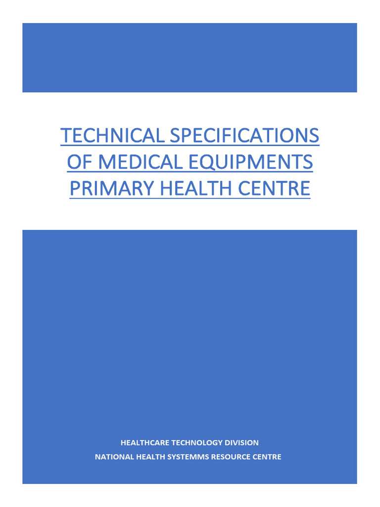 Medical Equipment Specs for Primary Health | PDF