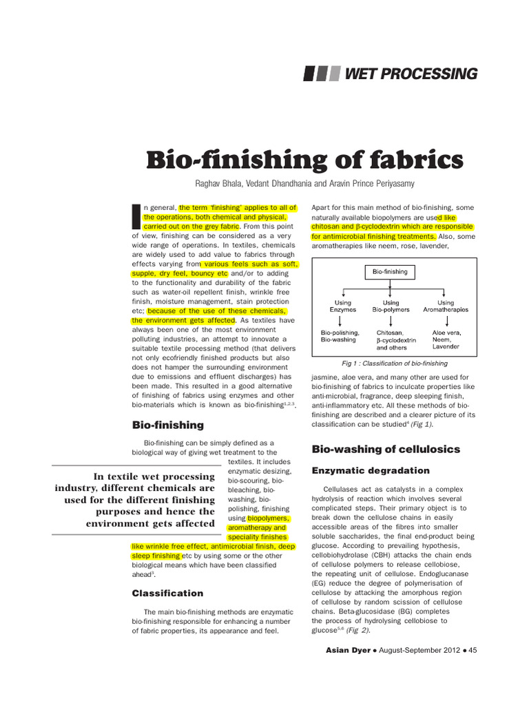 Bio-Finishing Techniques in Textiles | PDF | Materials | Chemistry