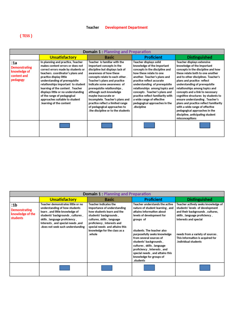 Teacher Planning and Preparation Guide | PDF | Educational Assessment ...