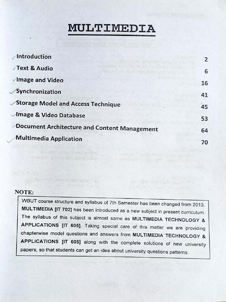 Multimedia Systems Organizer - 7th Sem | PDF