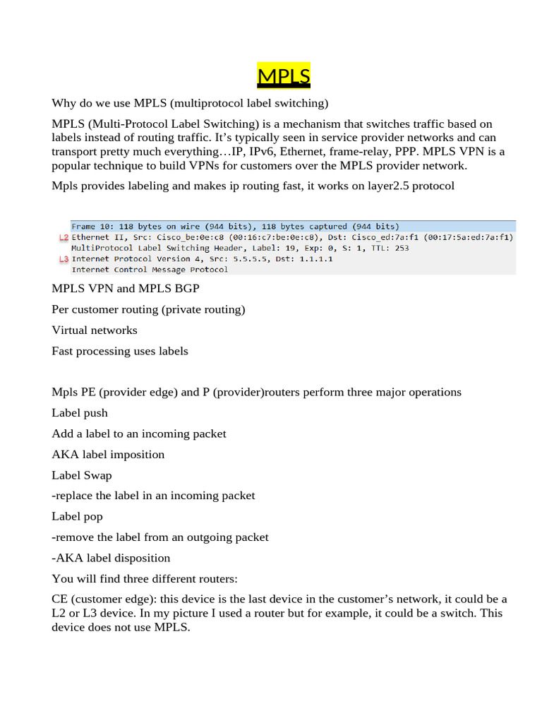MPLS | PDF | Networking | Multiprotocol Label Switching