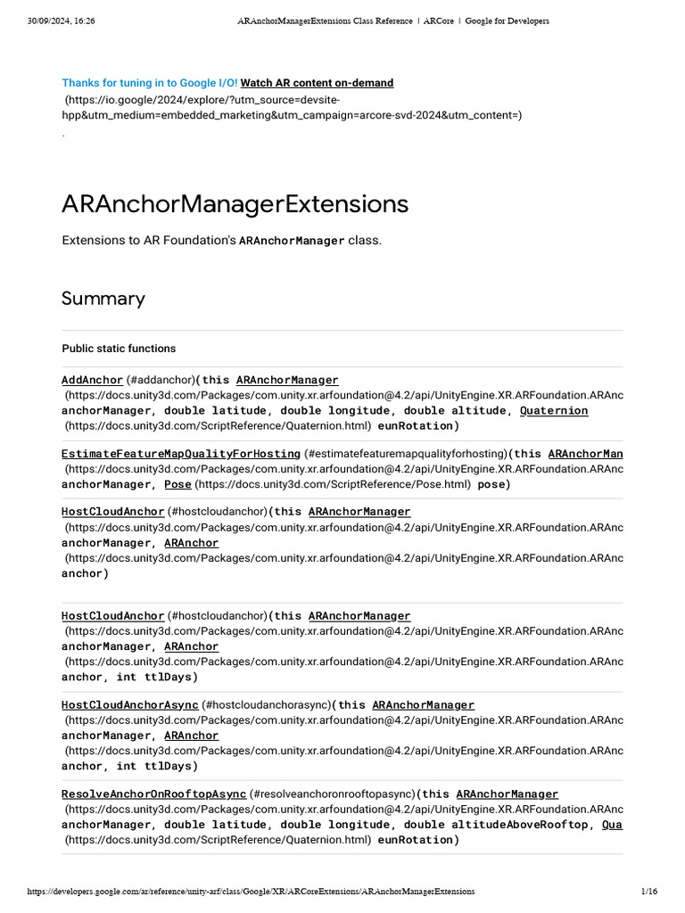 ARAnchorManagerExtensions Class Reference - ARCore - Google For ...