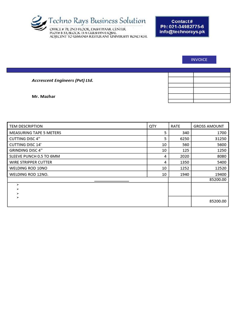 Invoice for Accrescent Engineers | PDF