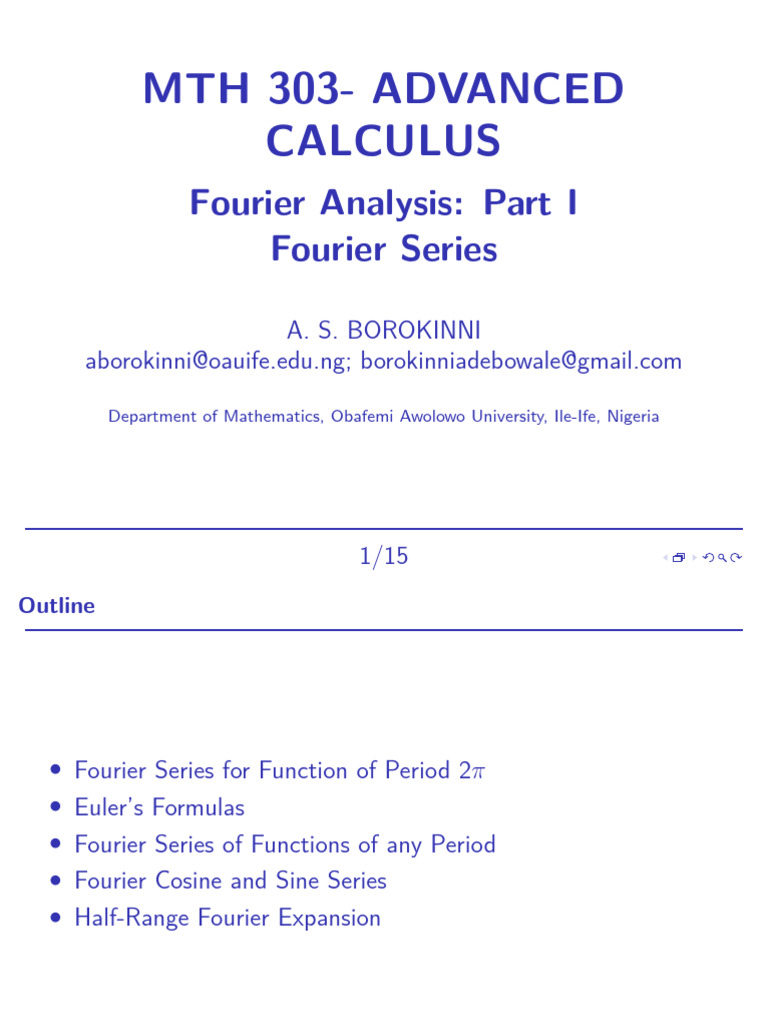 Fourier Series and Analysis Techniques | PDF | Fourier Series ...