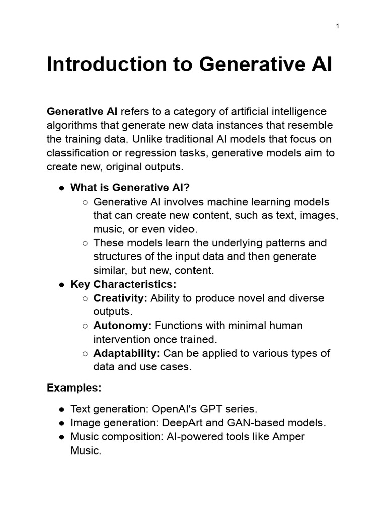 Introduction to Generative AI Concepts | PDF | Artificial Intelligence ...