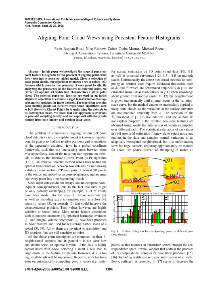 Aligning Point Cloud Views Using Persistent Feature Histograms | PDF ...