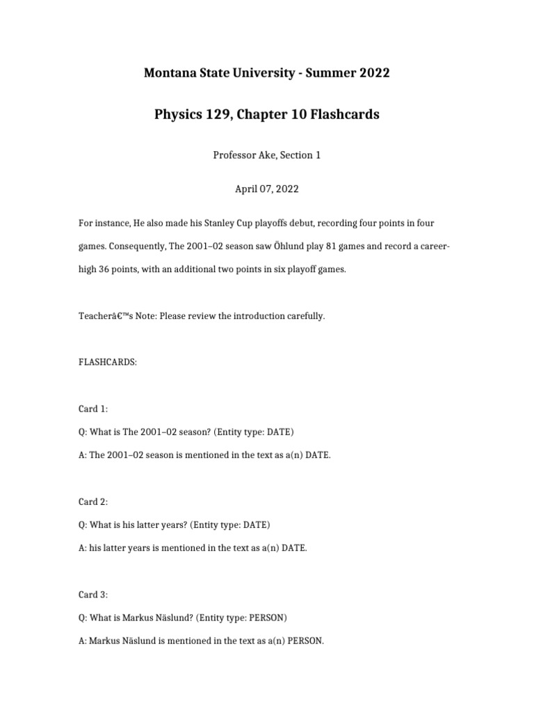 Physics 129 Chapter 10 Flashcards | PDF