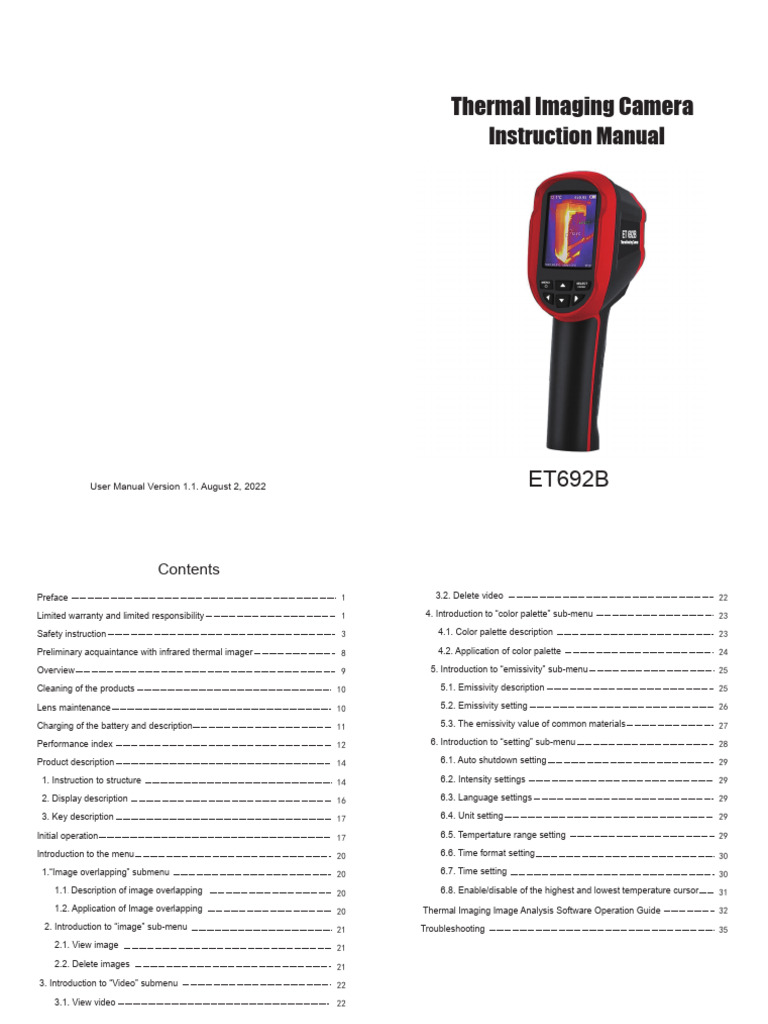 1005007067567125-User Manual Caméra IR | PDF | Thermography | Infrared