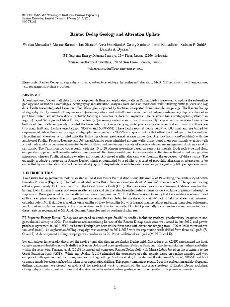 Rantau Dedap Geology and Alteration Update | PDF | Minerals | Clastic Rock