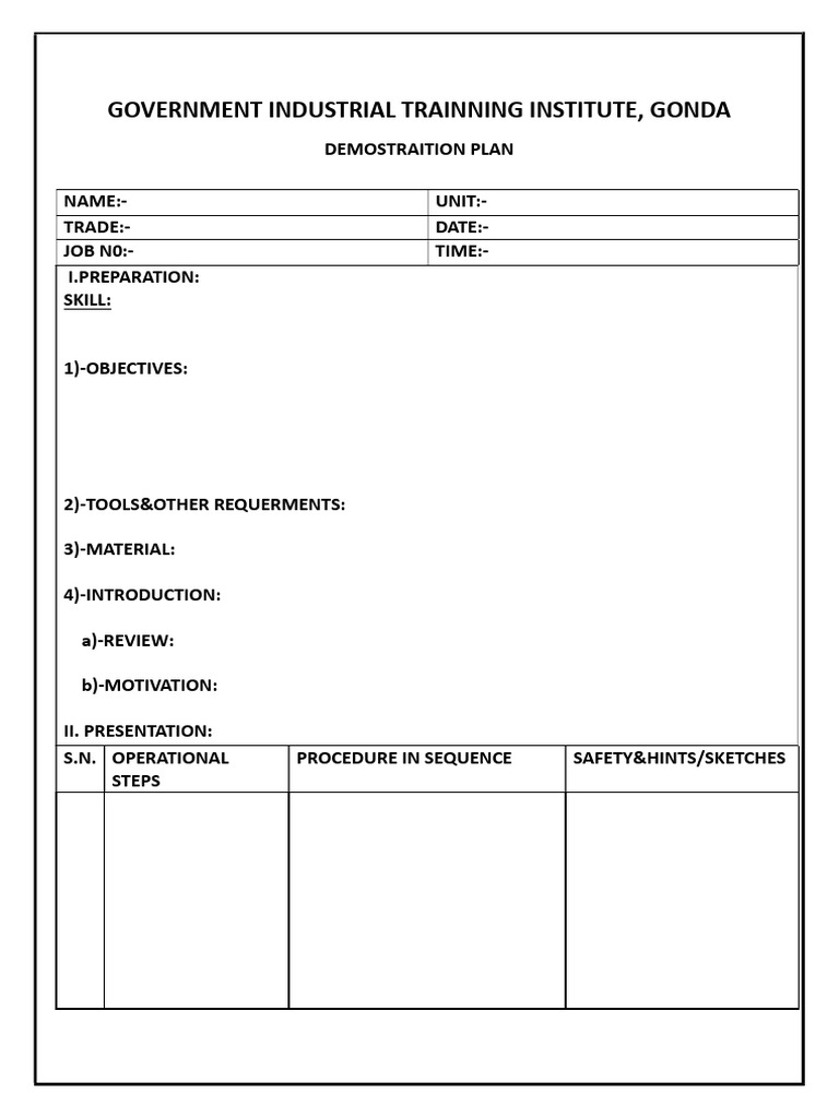 Gonda Industrial Training Demo Plan | PDF