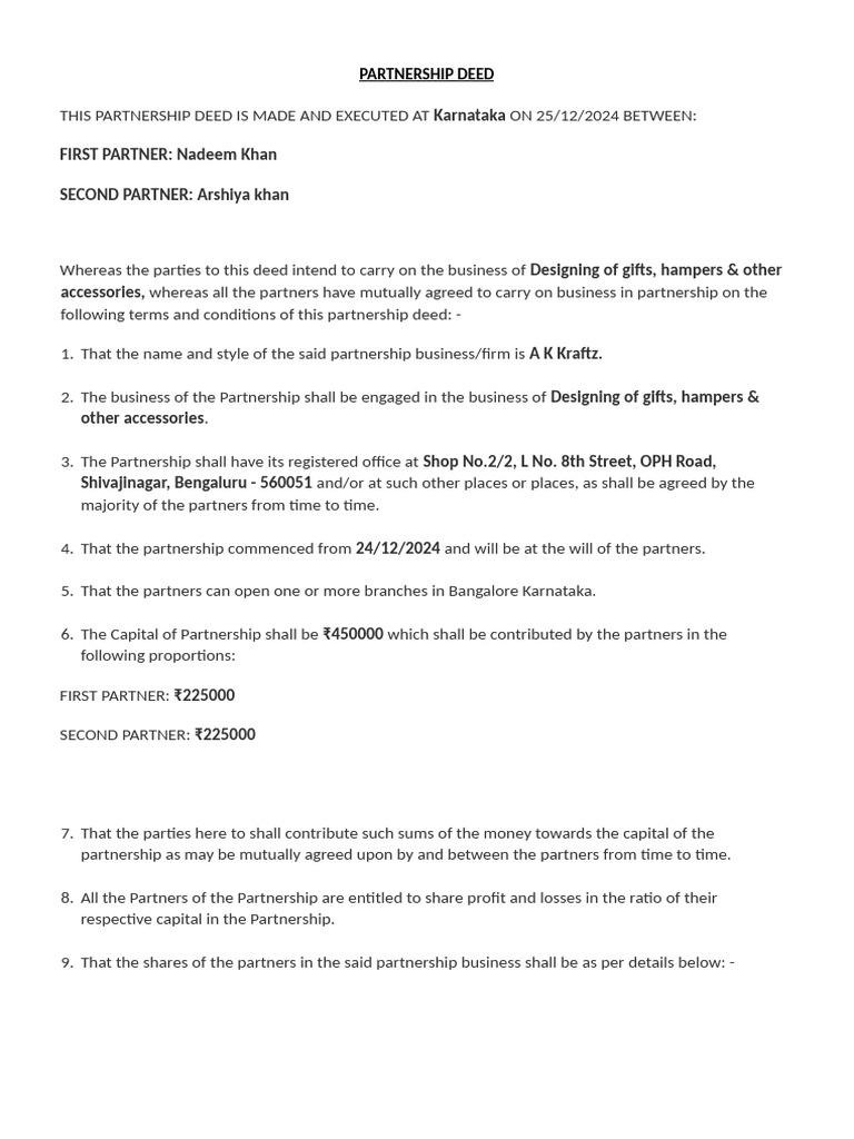 partnership-deed_61466_658 | PDF | Partnership | Negotiable Instrument