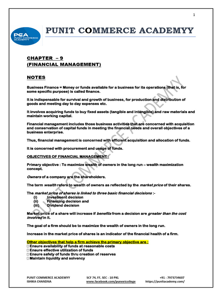 ch 9 notes | PDF | Dividend | Cost Of Capital