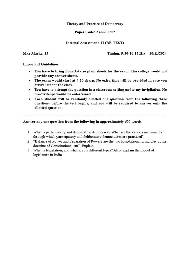 Retest Internal Assessment 2 | PDF