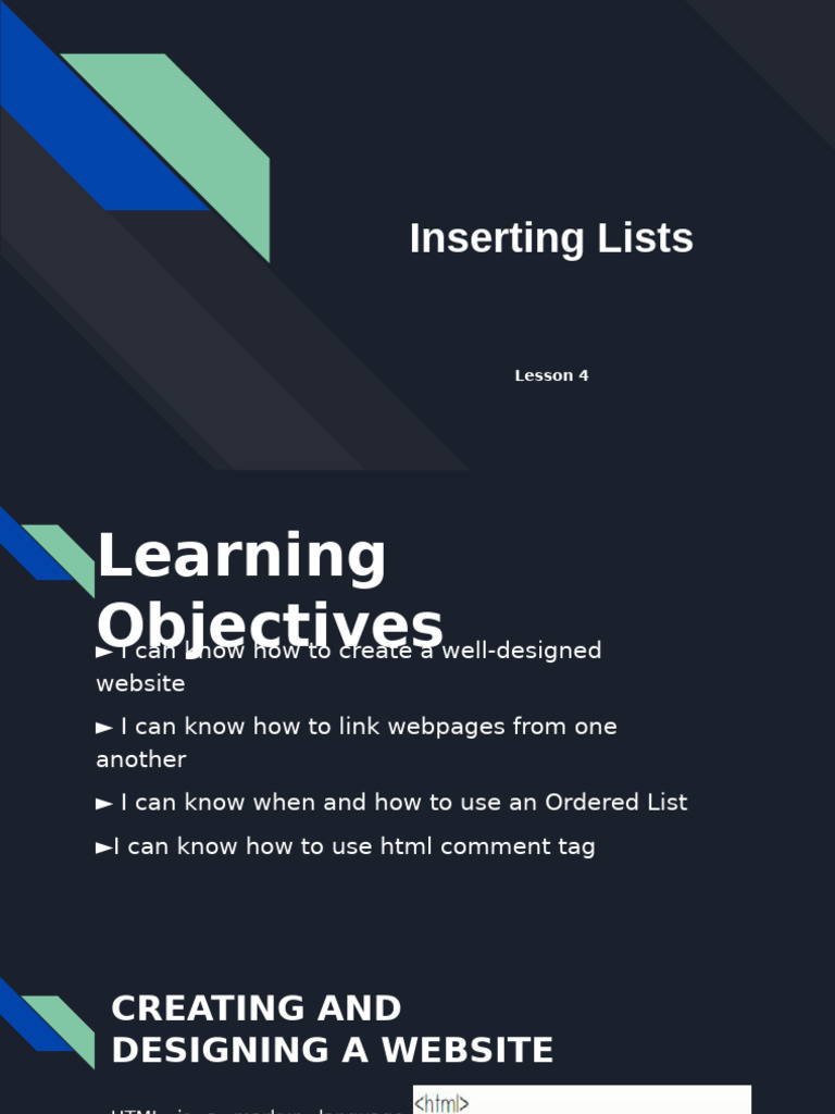 HTML Lists and Webpage Linking Guide | PDF