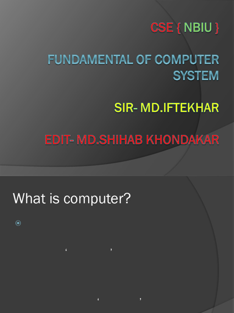 Fundamental of Computer System-1 | PDF | Data | Computer Program