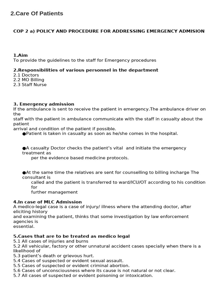 COP Full | PDF | Emergency Department | Hypoglycemia