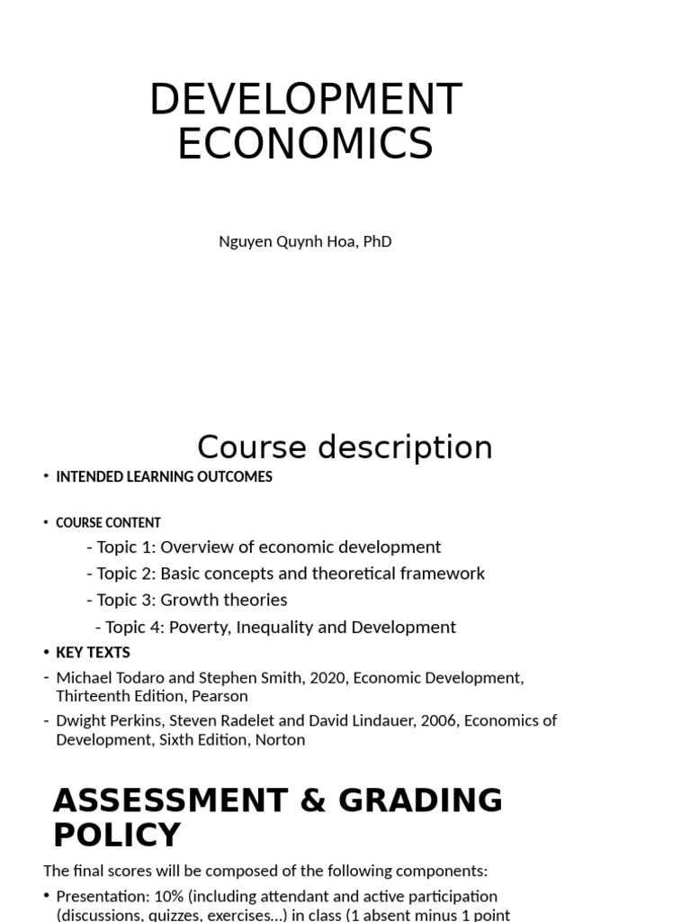 Development Economics Course Overview | PDF | Economics | Liberal Arts ...