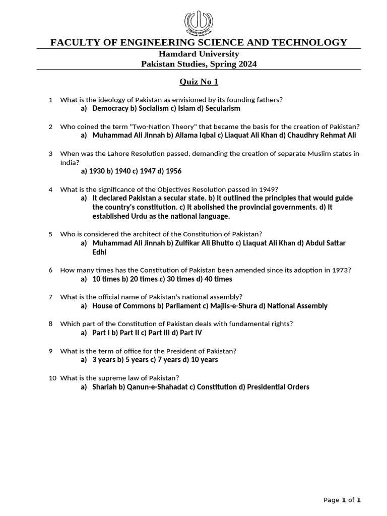 Pst quiz no 1 pdf