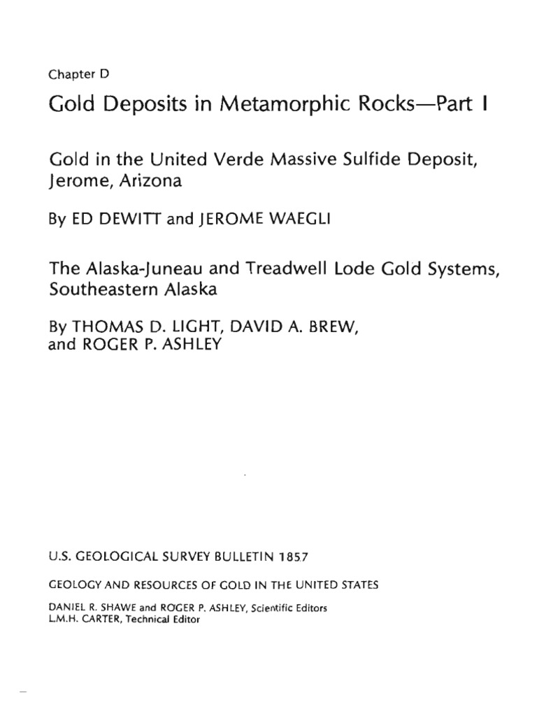 Gold Deposits in Metamorphic Rocks Part 1 | PDF