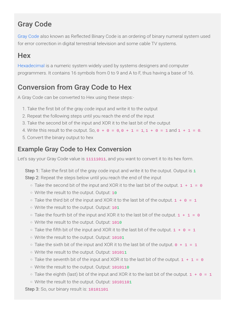 Convert Gray Code to Hex Guide | PDF | Computer Science | Computer ...