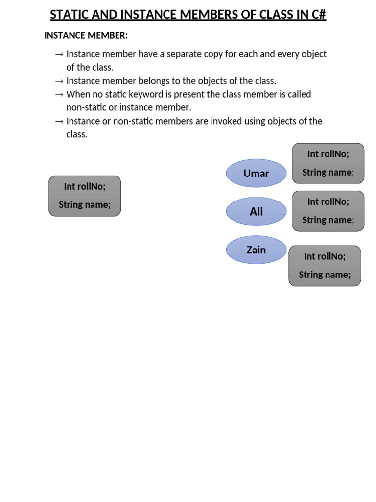 Static and Instance Members C# | PDF