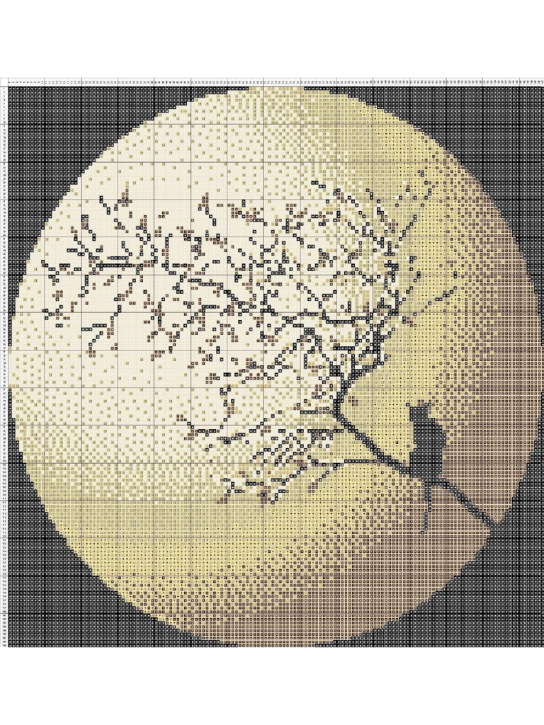 Black Cat Full Moon Cross Stitch Pattern | PDF