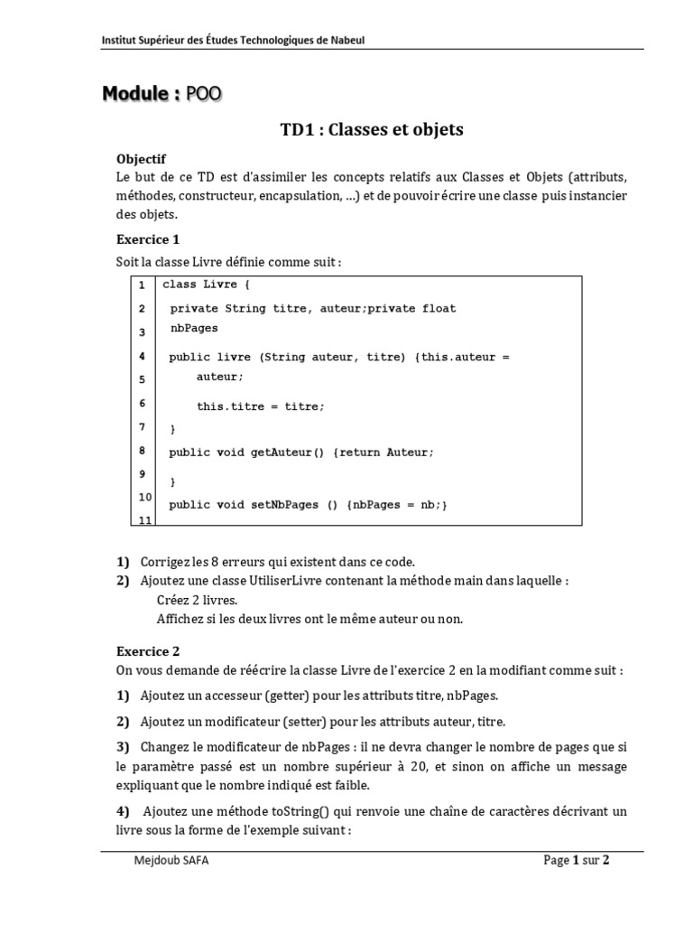 Concepts de POO : Classes et Objets | PDF | Génie logiciel | Informatique