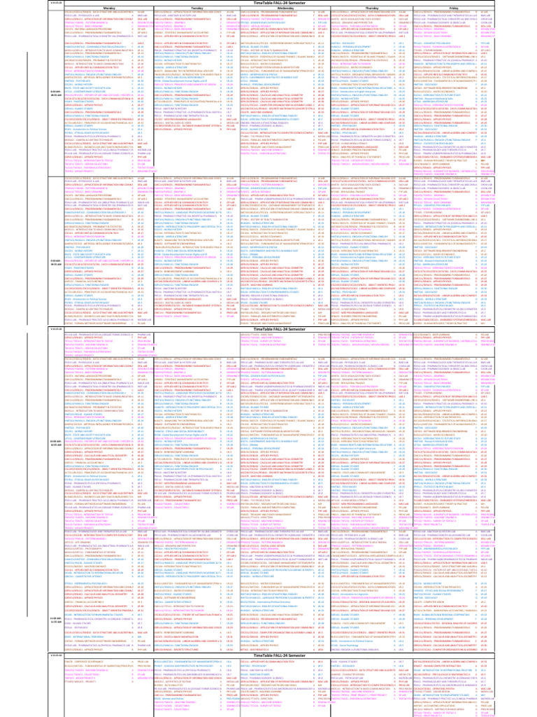 Fall 2024 Semester Class Schedule | PDF | Mathematics | Discrete ...
