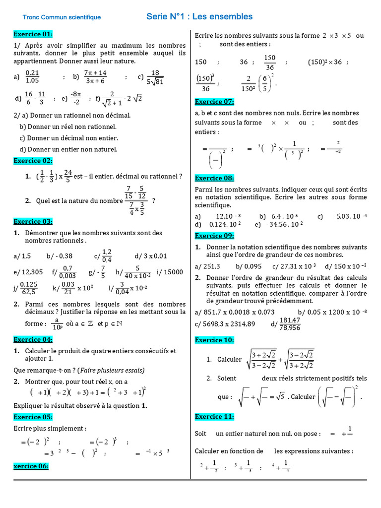 Ensembles et Nombres Rationnels en Maths | PDF | Théorie des nombres ...