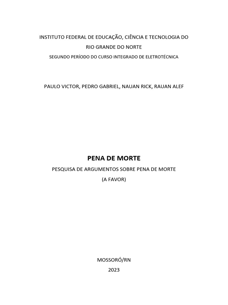 Argumentos a Favor da Pena de Morte | PDF | Morte | Pena de morte
