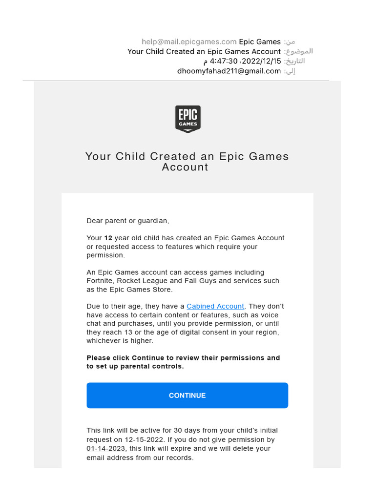 Epic Games Account Parental Permission | PDF