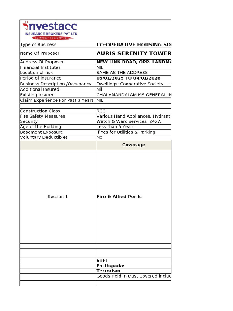 Comparison Package Policy Auris Serenity T2 | PDF | Insurance | Basement