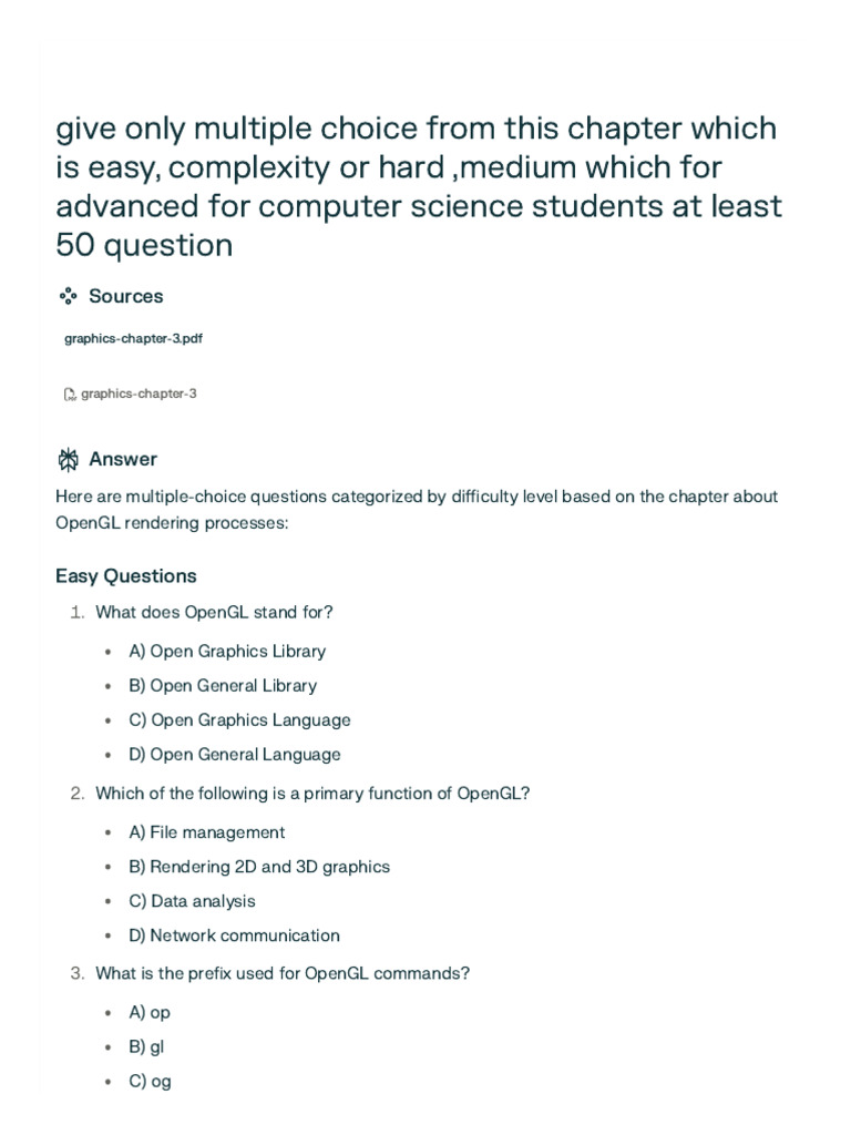 Chapter Three Question | PDF | Shader | Rendering (Computer Graphics)