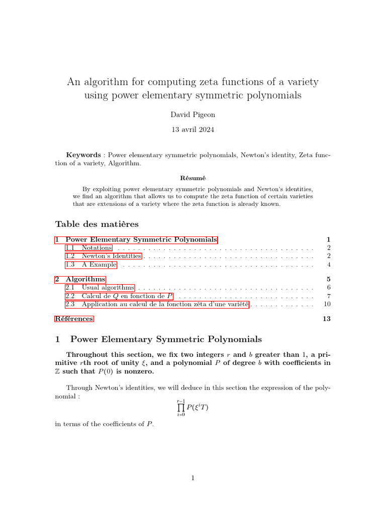 Zeta Function Algorithm via Polynomials | PDF | Multiplication ...